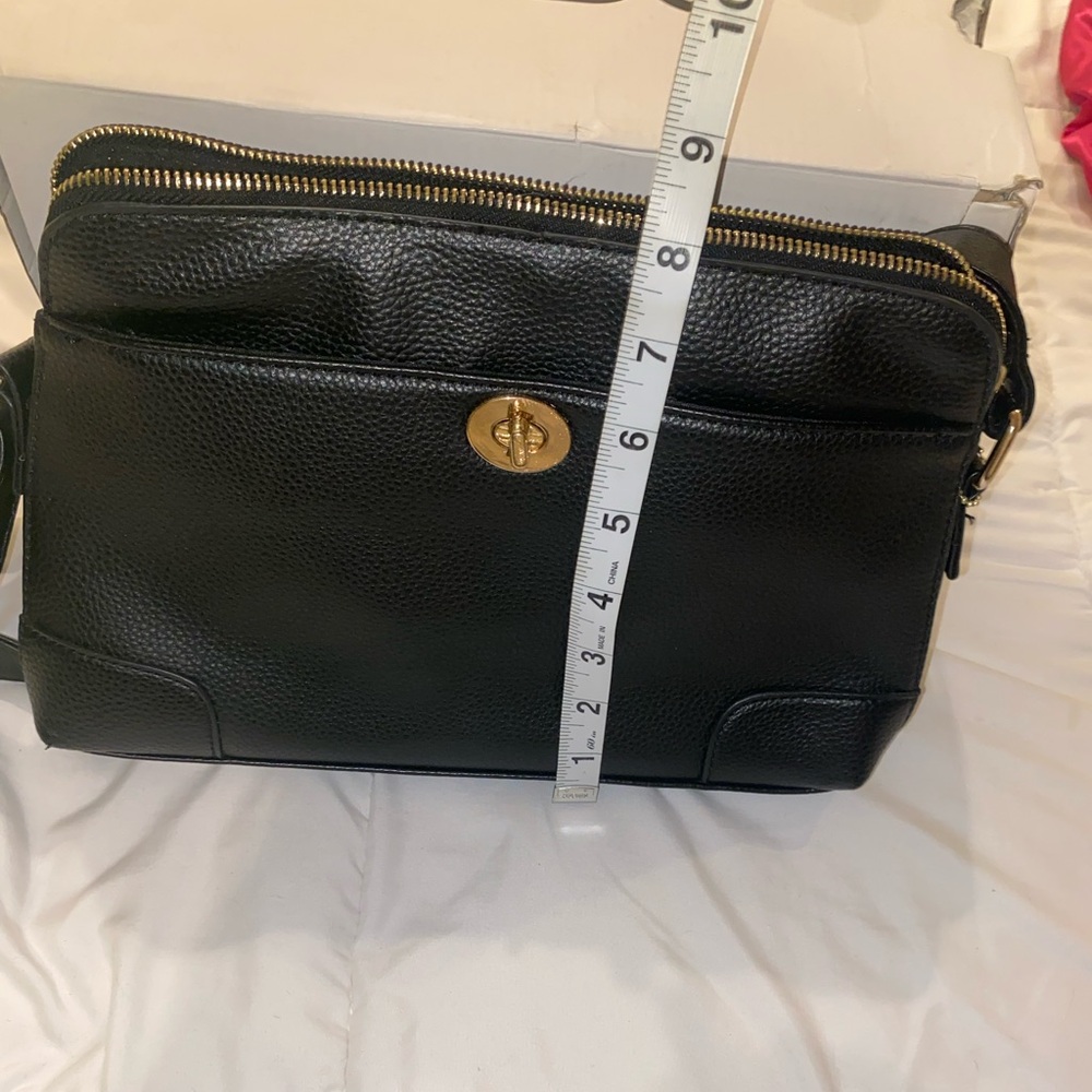 Black Leather Medium Crossbody Shoulder Leather Bag